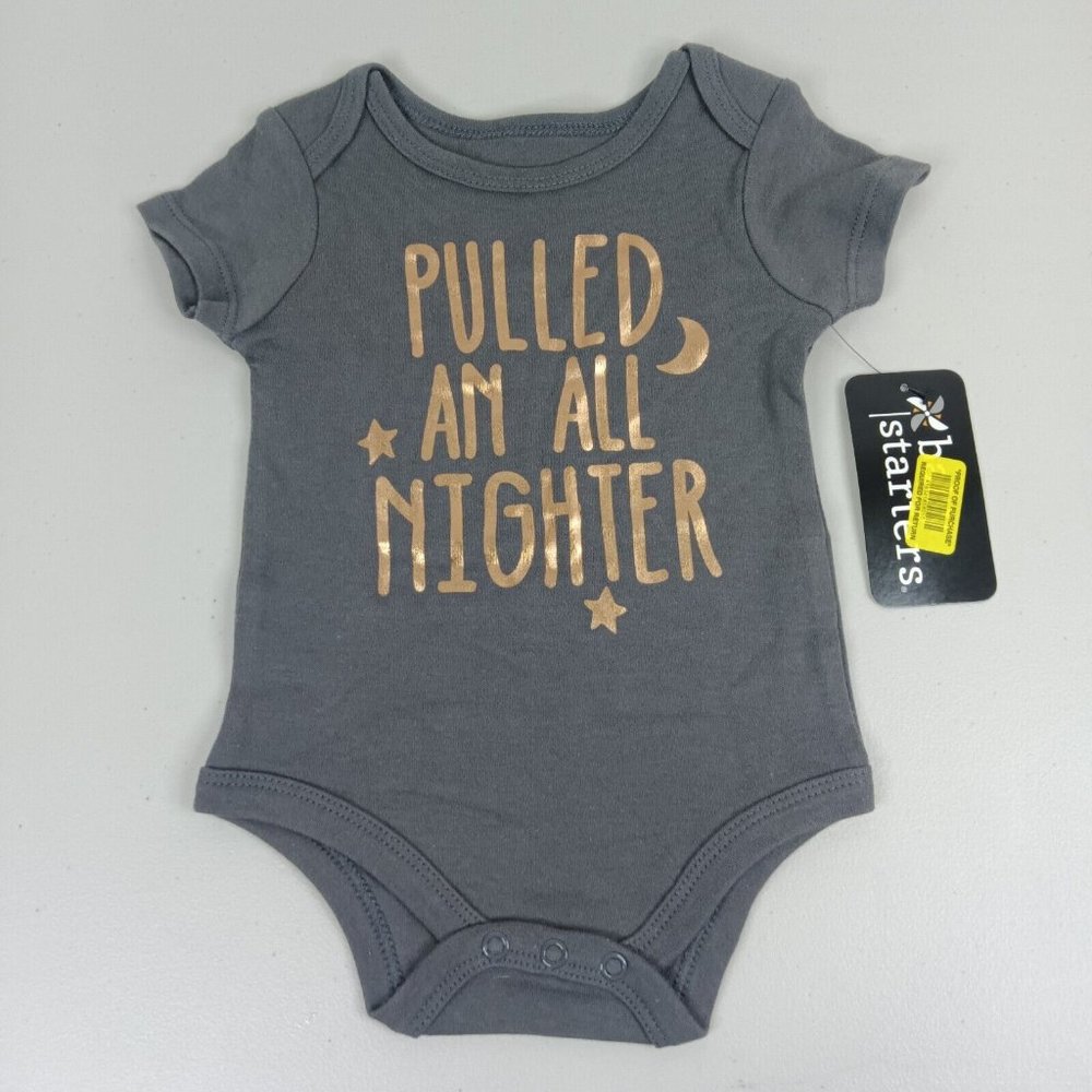 Baby Starters 6m Pulled An All Nighter One Piece Grey A4755902 NWT New